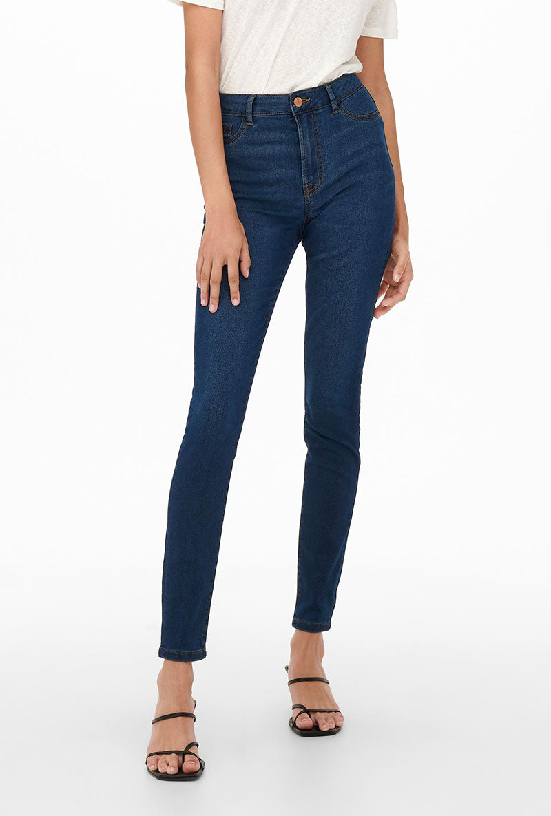 JDY Tulga High Waisted Skinny Jeggings in Dark Blue