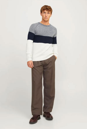 JACK AND JONES PANNEL CREW KNIT