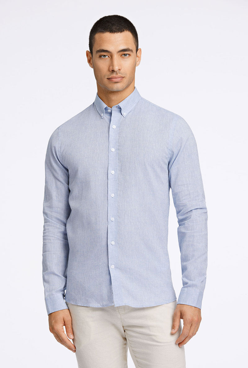 LINDBERGH COTTON LINEN LS SHIRT