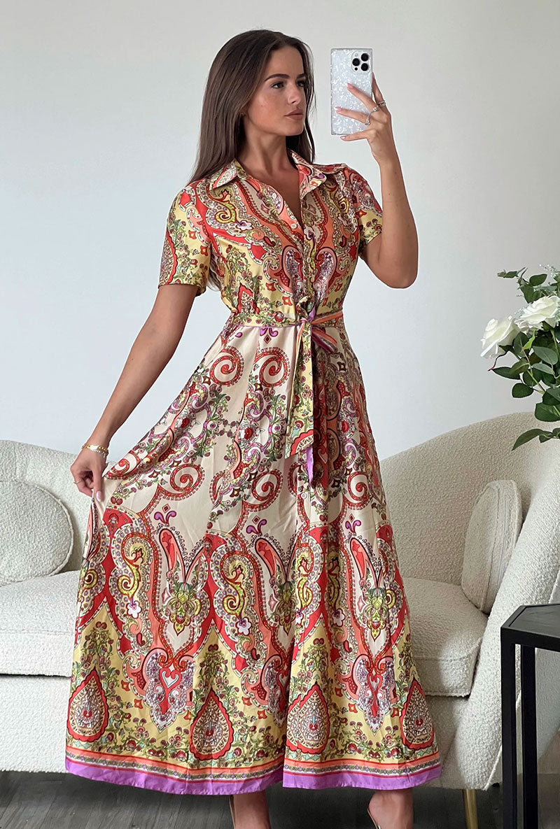 GIRL IN MIND AURORA MAXI BORDER PRINT DRESS