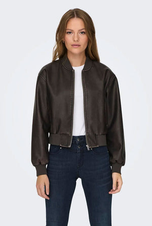 ONLY JANE FAUX LEATHER WASHED BOMBER JKT