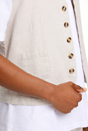 LINDBERGH STRIPED LINEN WAISTCOAT