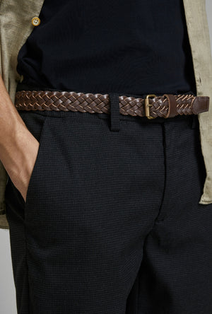 JACK AND JONES NATE BRAIDED LEATHER BELT