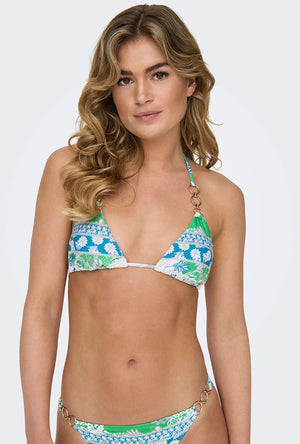 ONLY RIO CHAIN RING FLORAL BIKINI TOP