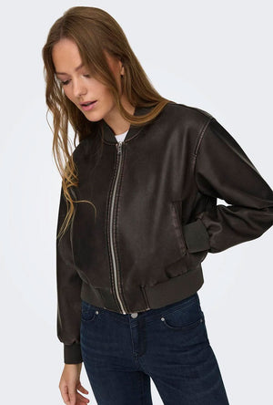 ONLY JANE FAUX LEATHER WASHED BOMBER JKT