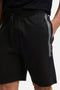 Front detailed image of a model wearing the Boss authentic shorts in black, by brand Boss