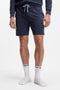 Front image of a model wearing Boss mix & match shorts in navy, by brand Boss