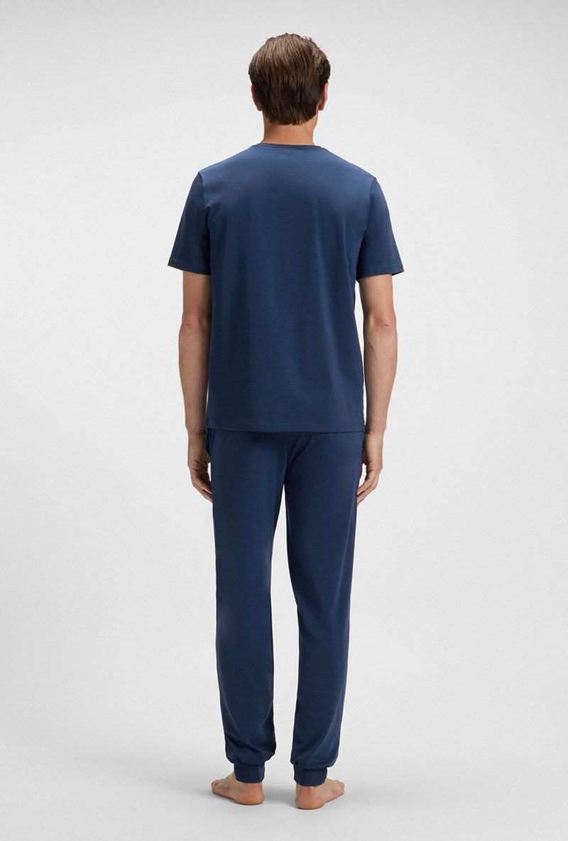 Back image of a model wearing Boss mix & match t in navy, by brand Boss