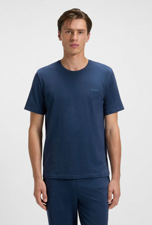 Front image of a model wearing the Boss mix & match t in navy, by brand Boss