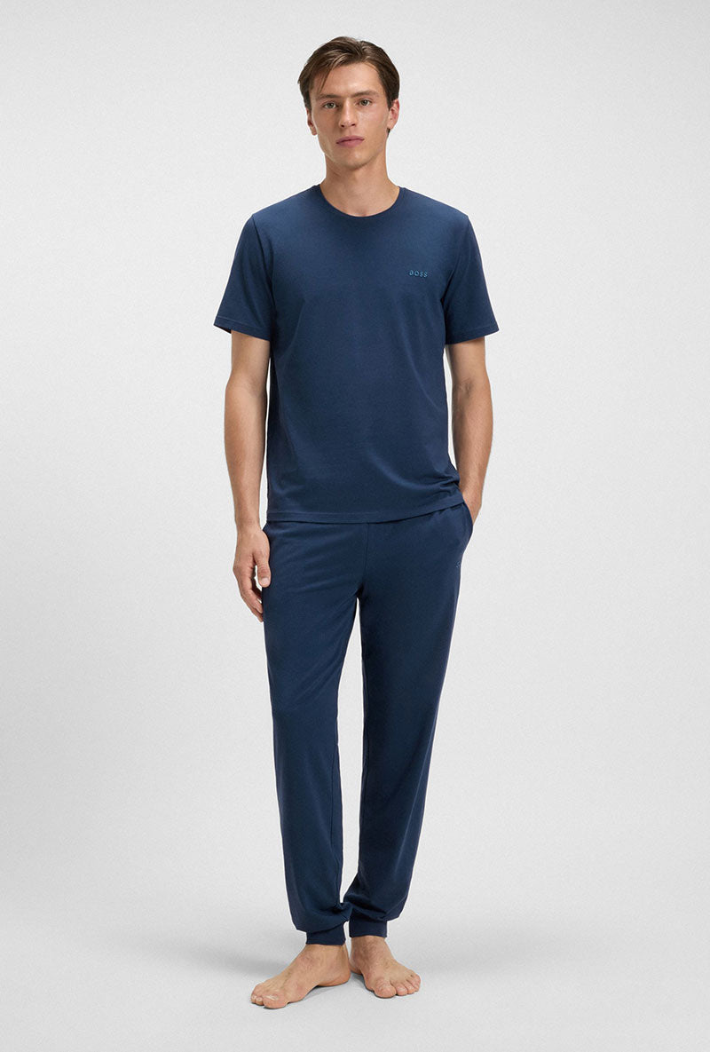 Front image of a model wearing Boss mix & match t in navy, by brand Boss