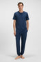 Front image of a model wearing the Boss mix & match t in navy, by brand Boss