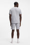 Back image of a model wearing the Mix and match t-shirt in light grey, by brand Boss