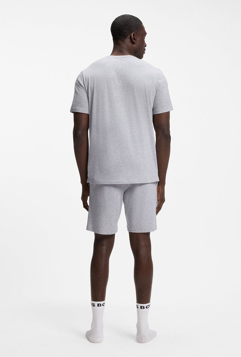 Back image of a model wearing Mix and match t-shirt in light grey, by brand Boss