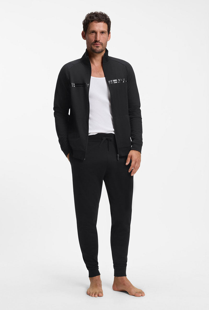 Front image of a model wearing Authentic jogpants in black, by brand Boss