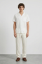 Front image of a model wearing Deep fusion resort shirt in white, by brand Deep