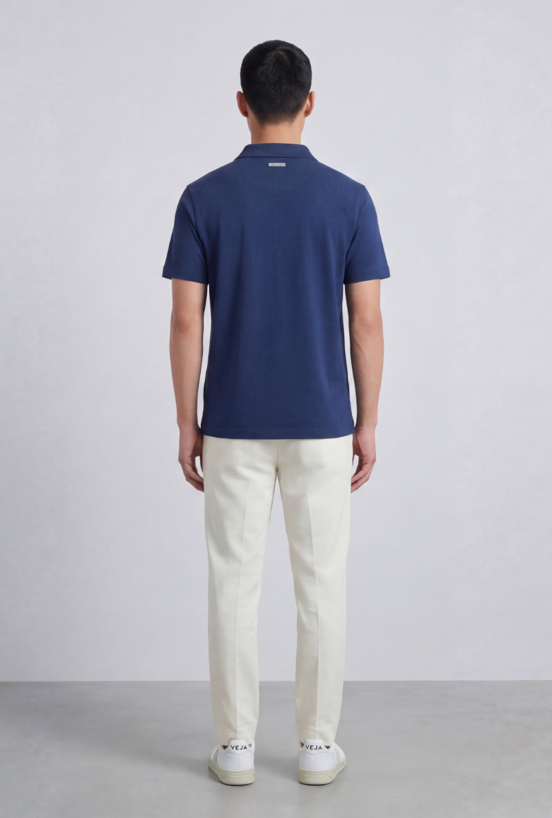 Back image of a mode of Deep leroy polo in navy, by brand Deep