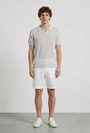 Image of DEEP ROCCO OPEN NECK POLO in light grey, by brand DEEP