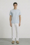 Front image of a model wearing Deep ronan round neck tshirt in light blue, by brand Deep