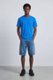 Front image of a model wearing the Deep troy s/s tshirt in blue, by brand Deep