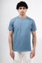 Front image of a model wearing the Deep troy t-shirt in denim, by brand Deep