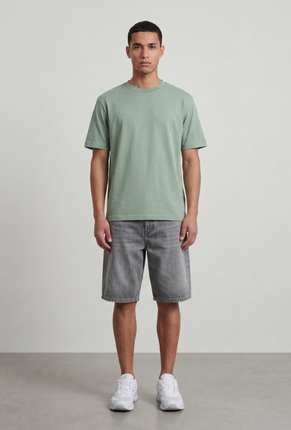 Front image of a model wearing Deep troy s/s tshirt in khaki, by brand Deep