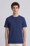 Front image of a model wearing the Deep troy s/s tshirt in navy, by brand Deep