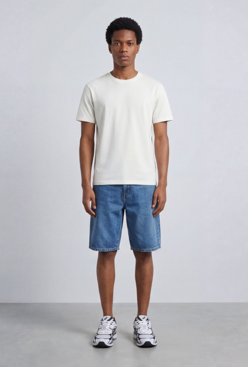 Front image of a model wearing Deep troy s/s tshirt in white, by brand Deep