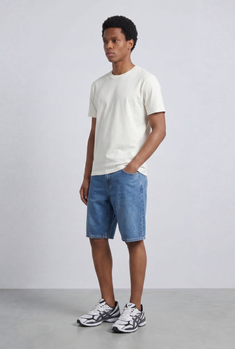 Front image of a model wearing Deep troy s/s tshirt in white, by brand Deep
