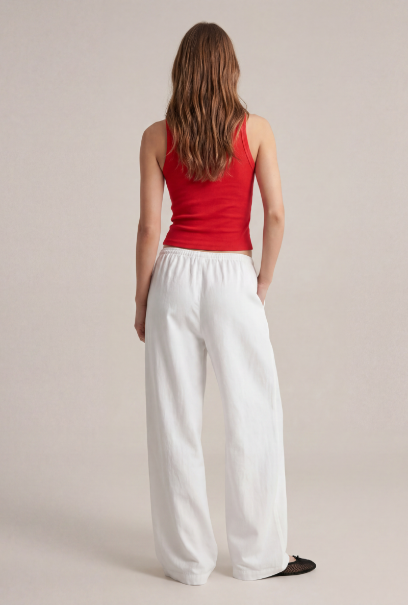 Back image of Deepstar amara linen trousers in white, by brand Deep star