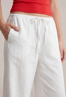 Front image of the Deepstar amara linen trousers in white, by brand Deep star