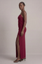 Front image of the Deepstar lara maxi dress in burgundy, by brand Deep star
