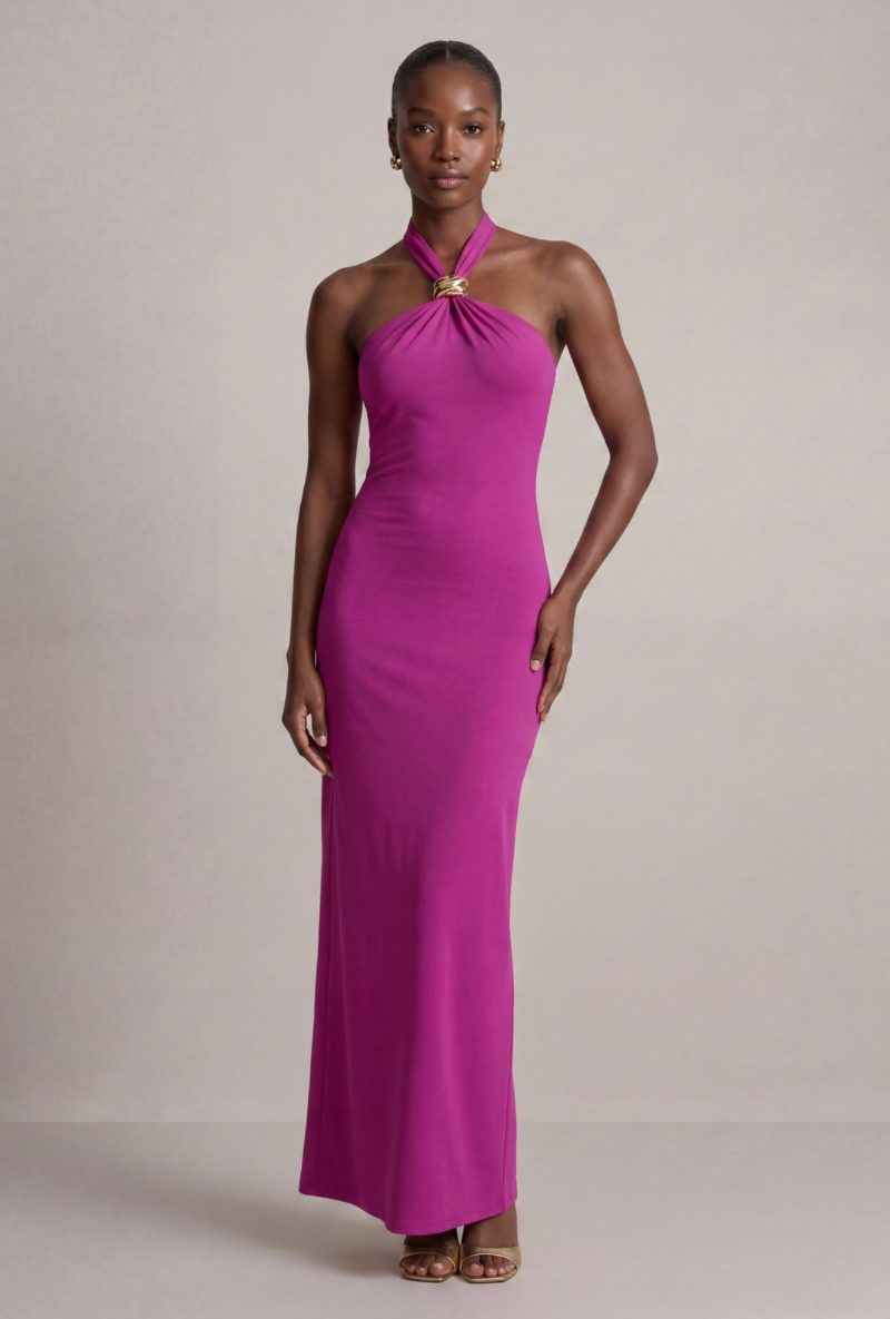 Front image of Deepstar leslie maxi dress in fuschia, by brand Deep star
