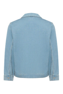Back image of the Elzo denim jacket in denim, by brand Hugo