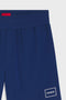 Front detail image of the Laze shorts in blue, by brand Hugo