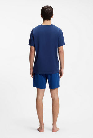 Back image of a model wearing the Laze t in blue, by brand Hugo