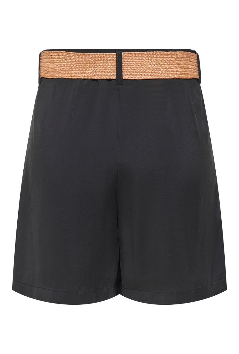 Back image of Ibiza highwaist belt shorts in black, by brand Only