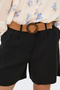 Front image of Ibiza highwaist belt shorts in black, by brand Only