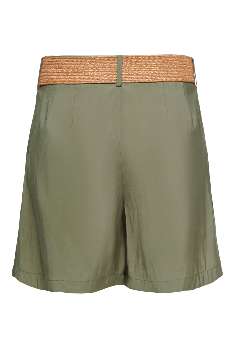Back image of Ibiza highwaist belt shorts in khaki, by brand Only