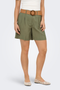 Front image of the Ibiza highwaist belt shorts in khaki, by brand Only
