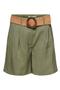 Front image of the Ibiza highwaist belt shorts in khaki, by brand Only