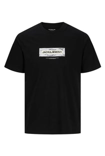 Front image of the Breeze branded ss tee in black, by brand Jack&jones