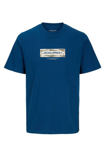 Front image of the Breeze branded ss tee in blue, by brand Jack&jones