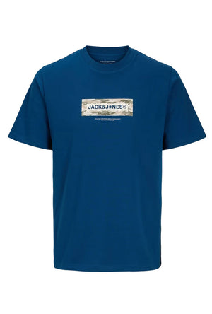 Front image of the Breeze branded ss tee in blue, by brand Jack&jones