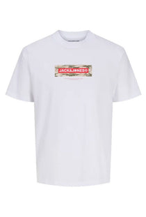 Front image of the Breeze branded ss tee in white, by brand Jack&jones