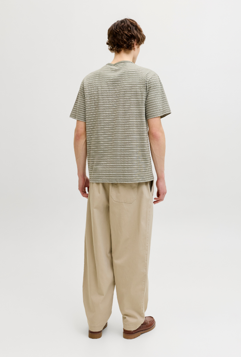 Back image of Daytona striped shortsleeve tee in khaki, by brand Jack&jones