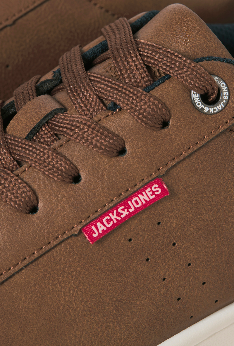 Front image of Jack and jones hastings pu sneaker in brown, by brand Jack&jones