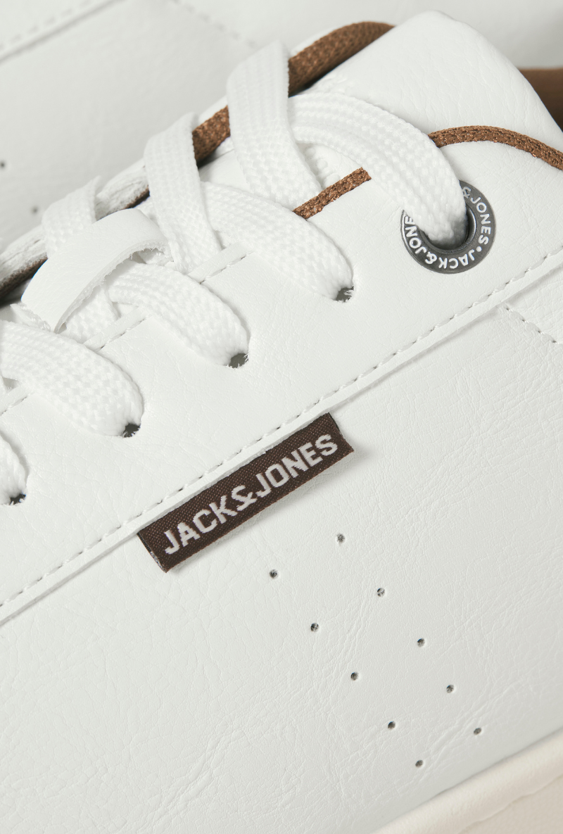 Front image of Jack and jones hastings pu sneaker in white, by brand Jack&jones