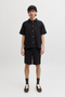 Front image of Jaiden wavy jogger shorts in black, by brand Jack&jones