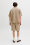 Back image of the Jaiden wavy jogger shorts in stone, by brand Jack&jones