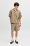 Front image of Jaiden wavy jogger shorts in stone, by brand Jack&jones